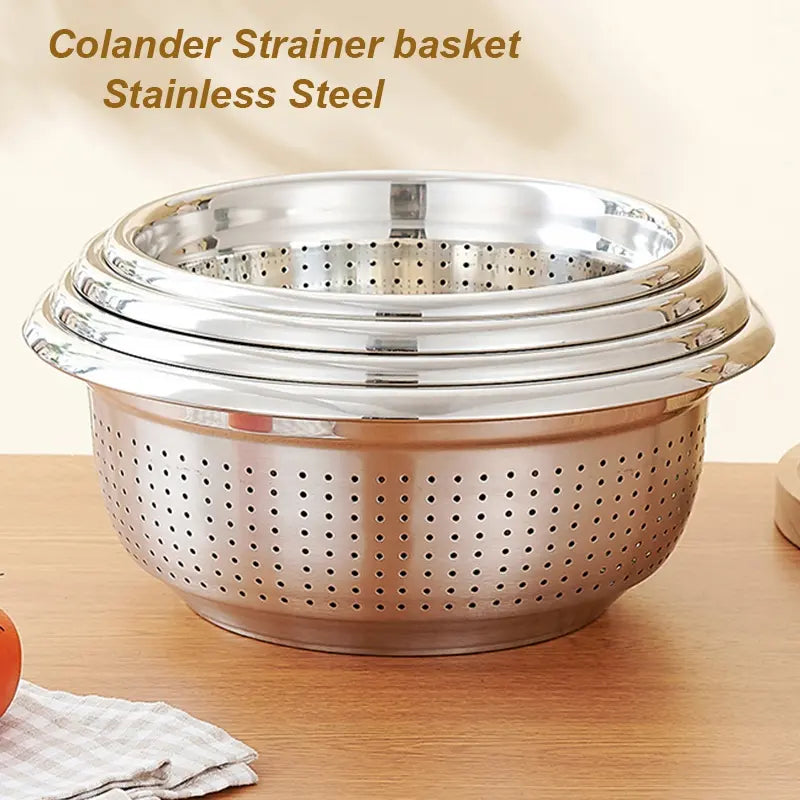 Multi-Functional 3PCS Stainless Steel Strainer Wet Basket with