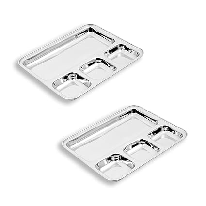 4 Partition Stainless Steel Plate/Thali For Dosa 1pc