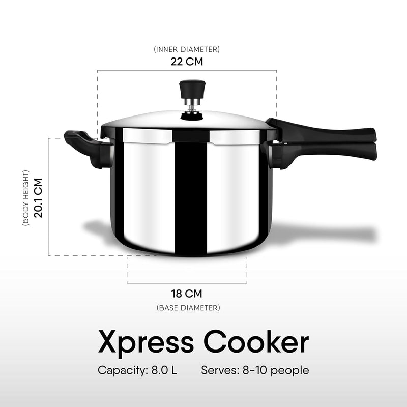 Stahl Xpress Cooker Triply Pressure Cooker, Induction Cooker, Outer Lid Pressure Cooker 3 L, 5L, 8L Induction & Gas Stove