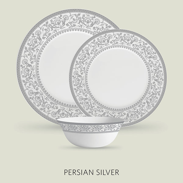 La Opala Diva, Sovrana Collection, Opal Glass Dinner Set 62 pcs, Persian Silver