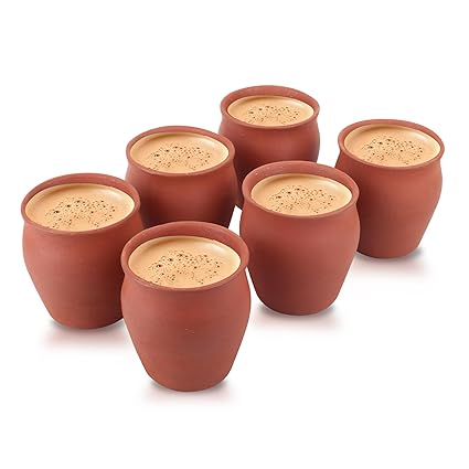 Clay Art Terracotta Tea Mug Hand Made (Kulhad/Kullad) [Set of 6]