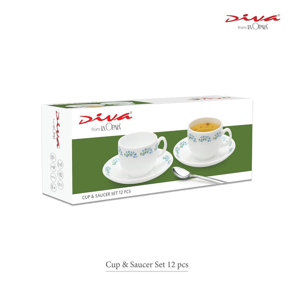 LaOpala Diva Twilight bouquet Tea Cup & Saucers Set of 6 (220ml)