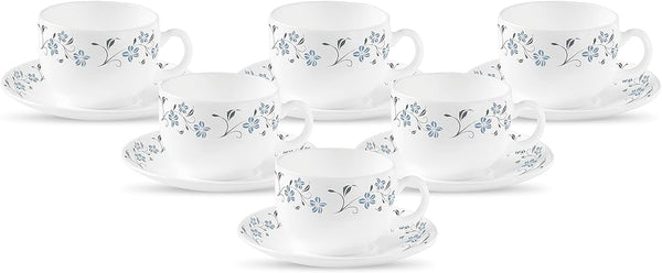 LaOpala Diva Grace Blue Tea Cup & Saucers Set of 6 (220ml)