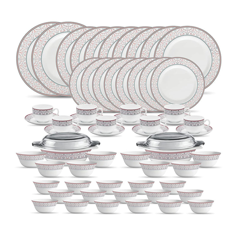 La Opala Sovrana Dinner Set 35,45 abd 62 pcs, Moroccan Pink, White