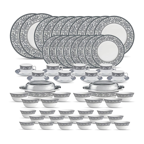 La Opala Diva, Sovrana Collection, Opal Glass Dinner Set 62 pcs, Persian Grey