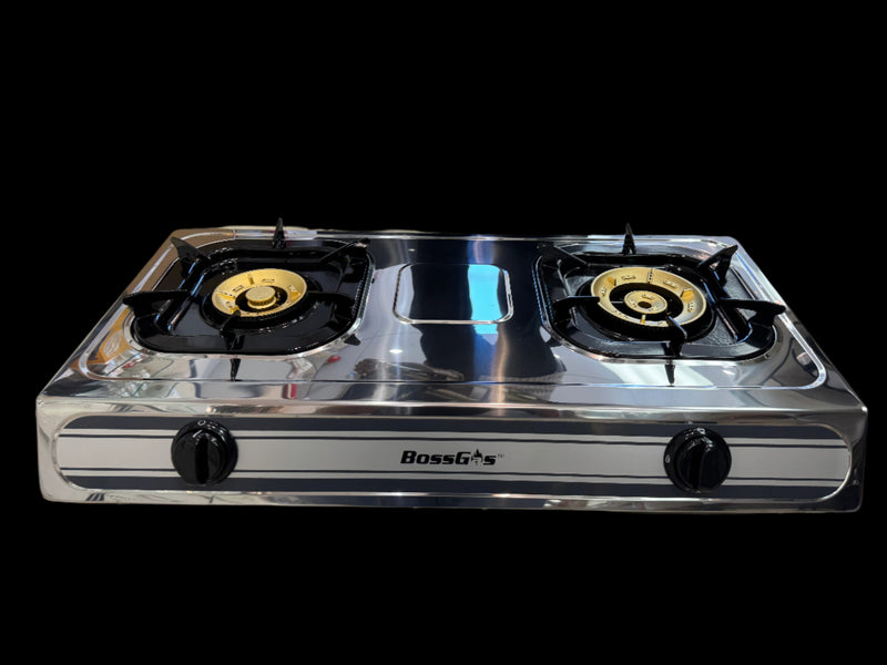 Stainless Steel Double Gas Burner Gas Stove Table Top 2 Wok Burner Hob