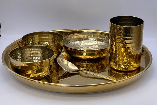 Hammered Brass/Gold Colour plated 6 piece thali set