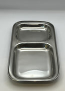 2 Partition Stainless Steel Plate/Thali For Snacks/ pakora etc