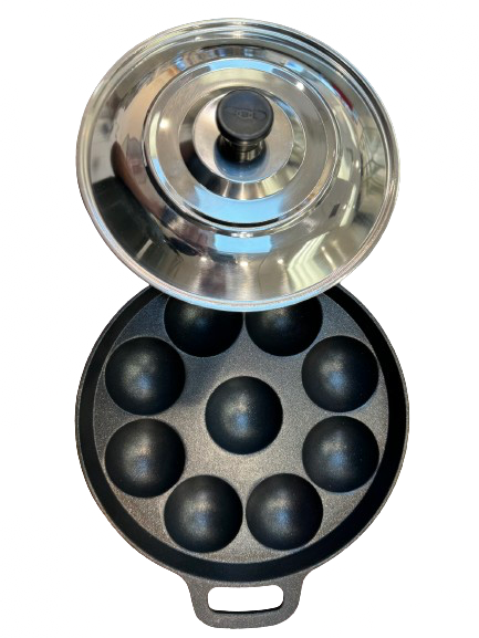 Vyan Paniyarakkal with steel lid (9 pits)(Appam Patra pan) induction base appe pan