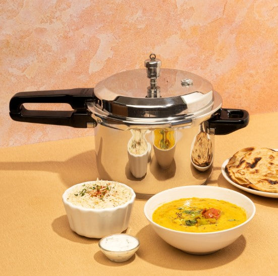 Vinod 18/8 Stainless steel outer lid pressure cooker 5L, 10L