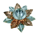 SIlver and Copper plated Leaf Lotus Diya for Puja (4 inches) 1pc