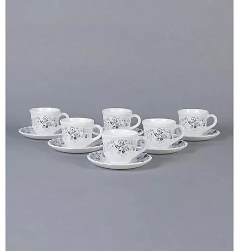 La Opala Mystrio Black Tea & Coffee Cup & Saucers 220 ML Set of 6.