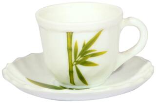 La Opala Fluted Green Tea & Coffee Cup & Saucers 220 ML Set of 6.