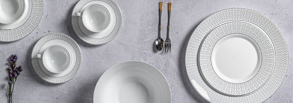 La Opala Diva, Velvett Collection, Opal Glass Dinner Set 45 pcs, Stella Grey