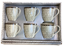 Coffee/Tea Mug Vintage 220 ml, set of-6 (white & silver)