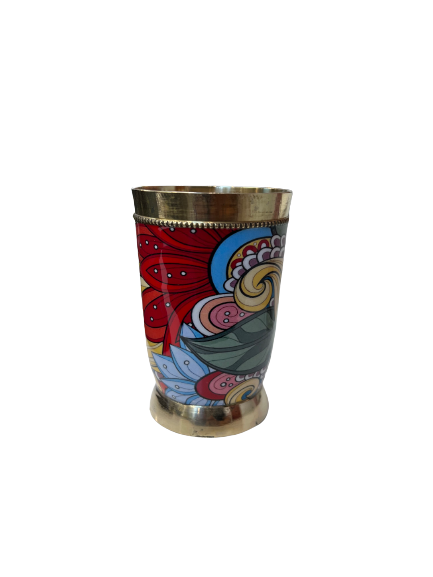 Brass drinking/pooja Glass 1 pc meenakari