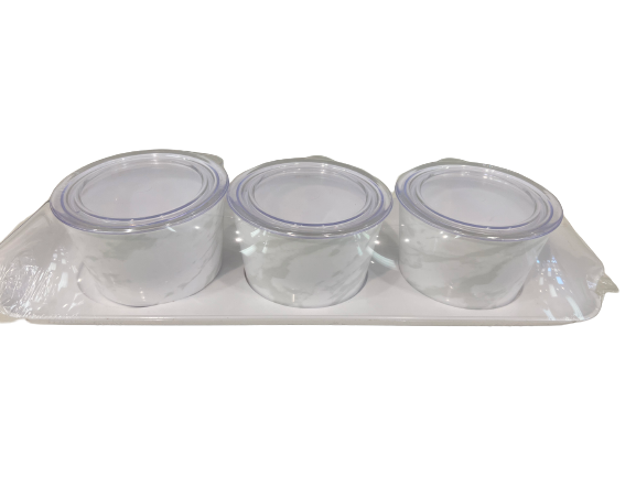 Dreamz Regal 3 Bowls & 1 Tray Set white