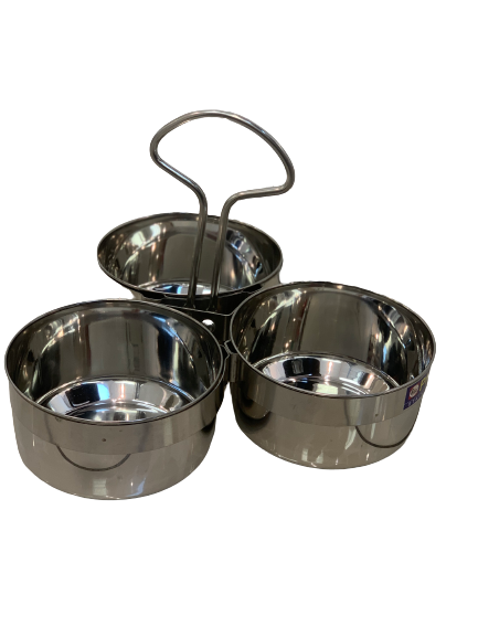 Stainless Steel 3 Piece Serving Bowls Set with Solid Handle, Serveware (chopala)