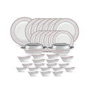 La Opala Diva, Sovrana Collection, Opal Glass Dinner Set 35 pcs, Moroccan Pink, White - The Kitchen Warehouse