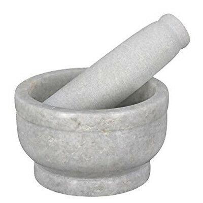 Handmade Durable White Marble Imam Dasta, Mortar Pestle Set, Okhli Musal, Kharal Big - The Kitchen Warehouse