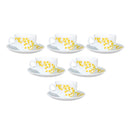 La Opala Yellow Grace Tea & Coffee Cup & Saucers 220 ML Set of 6. - The Kitchen Warehouse